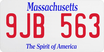 MA license plate 9JB563