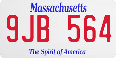 MA license plate 9JB564