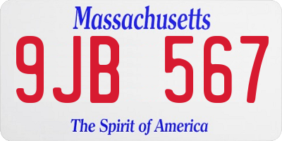 MA license plate 9JB567