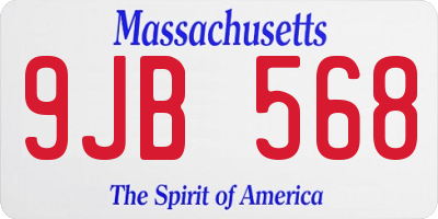MA license plate 9JB568