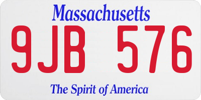 MA license plate 9JB576