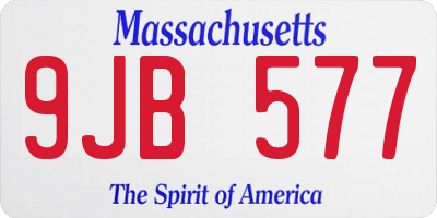 MA license plate 9JB577