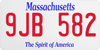 MA license plate 9JB582