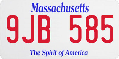 MA license plate 9JB585