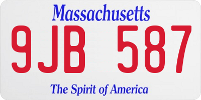 MA license plate 9JB587