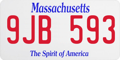 MA license plate 9JB593