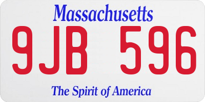 MA license plate 9JB596