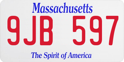 MA license plate 9JB597