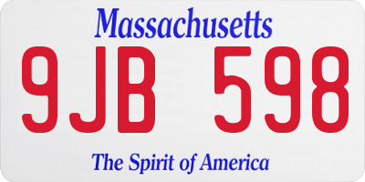 MA license plate 9JB598