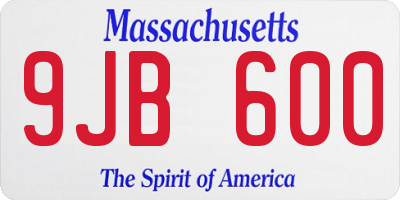 MA license plate 9JB600