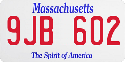 MA license plate 9JB602