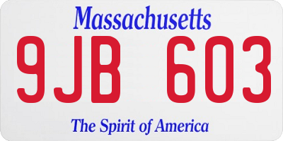 MA license plate 9JB603