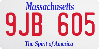 MA license plate 9JB605