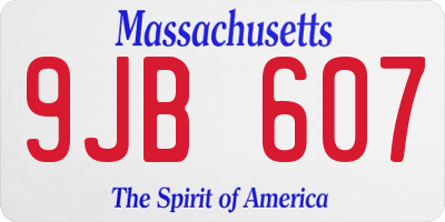 MA license plate 9JB607