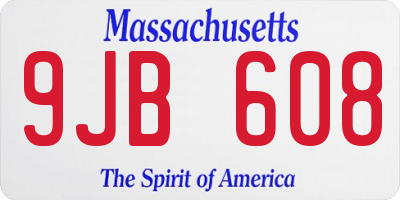 MA license plate 9JB608
