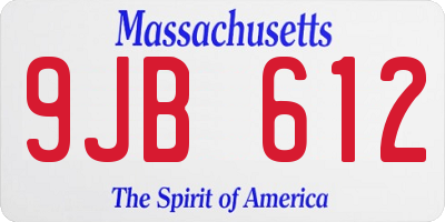 MA license plate 9JB612