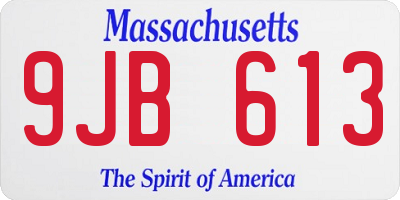 MA license plate 9JB613