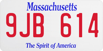 MA license plate 9JB614