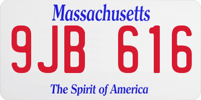 MA license plate 9JB616