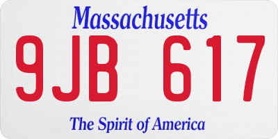 MA license plate 9JB617