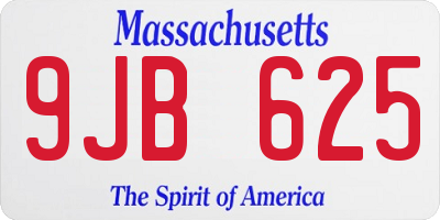 MA license plate 9JB625