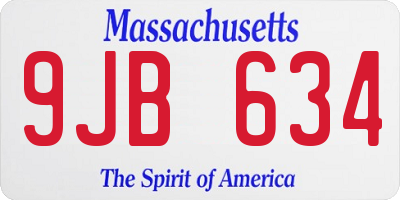 MA license plate 9JB634