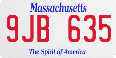 MA license plate 9JB635