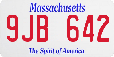 MA license plate 9JB642