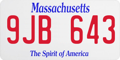 MA license plate 9JB643