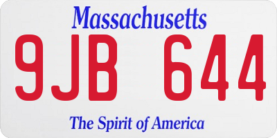 MA license plate 9JB644
