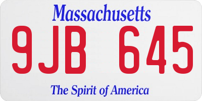 MA license plate 9JB645