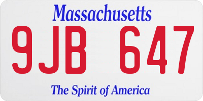 MA license plate 9JB647