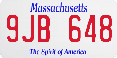 MA license plate 9JB648