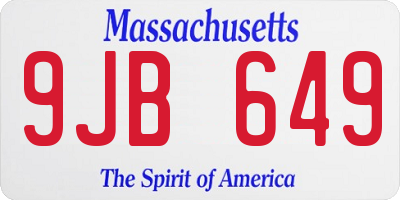 MA license plate 9JB649