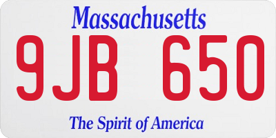 MA license plate 9JB650