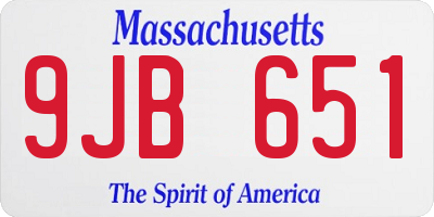 MA license plate 9JB651