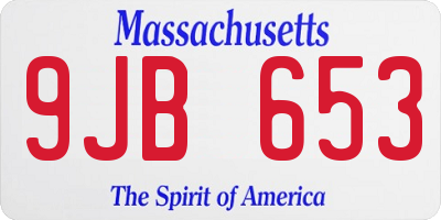 MA license plate 9JB653