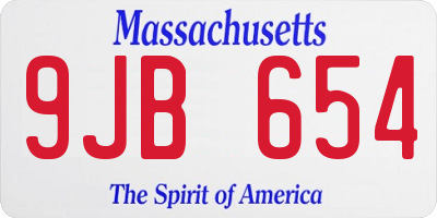 MA license plate 9JB654
