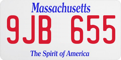 MA license plate 9JB655