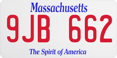 MA license plate 9JB662