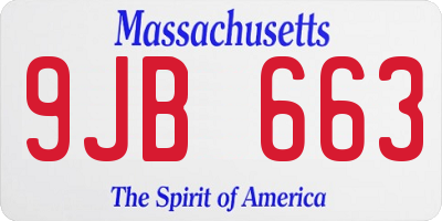 MA license plate 9JB663