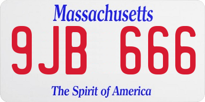 MA license plate 9JB666
