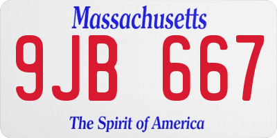 MA license plate 9JB667