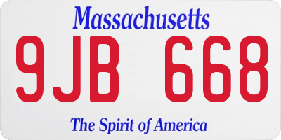 MA license plate 9JB668