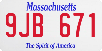 MA license plate 9JB671
