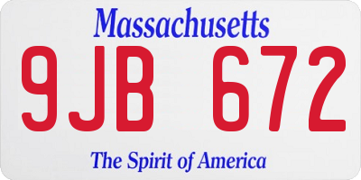 MA license plate 9JB672