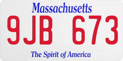 MA license plate 9JB673