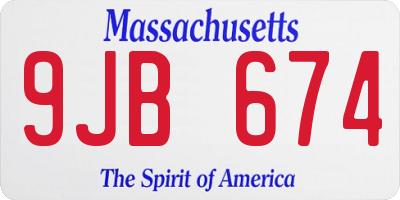MA license plate 9JB674
