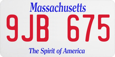 MA license plate 9JB675