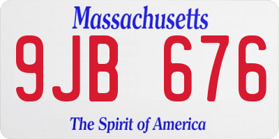 MA license plate 9JB676